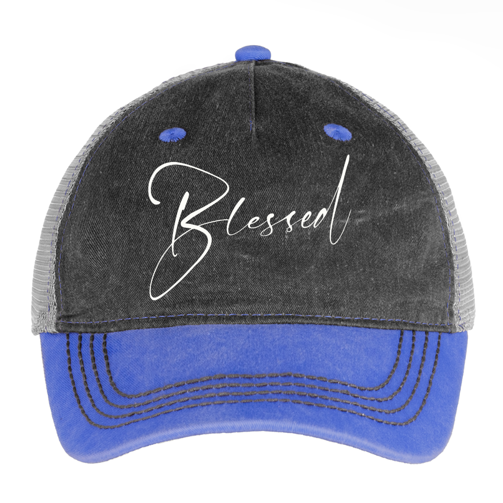 Pigment Dyed Trucker Hat - washed blue / silver