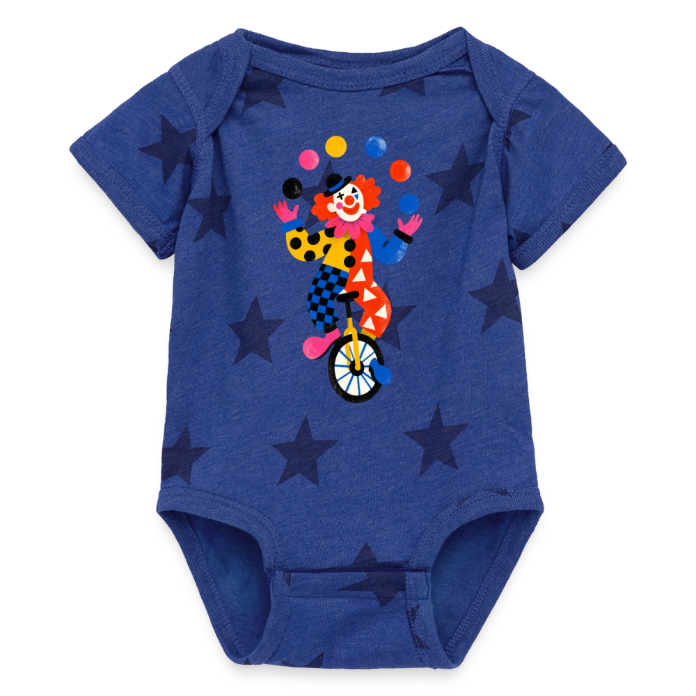 Baby 5 Star Print One Piece - royal star