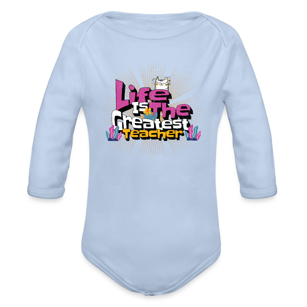Organic Long Sleeve Baby Bodysuit - sky