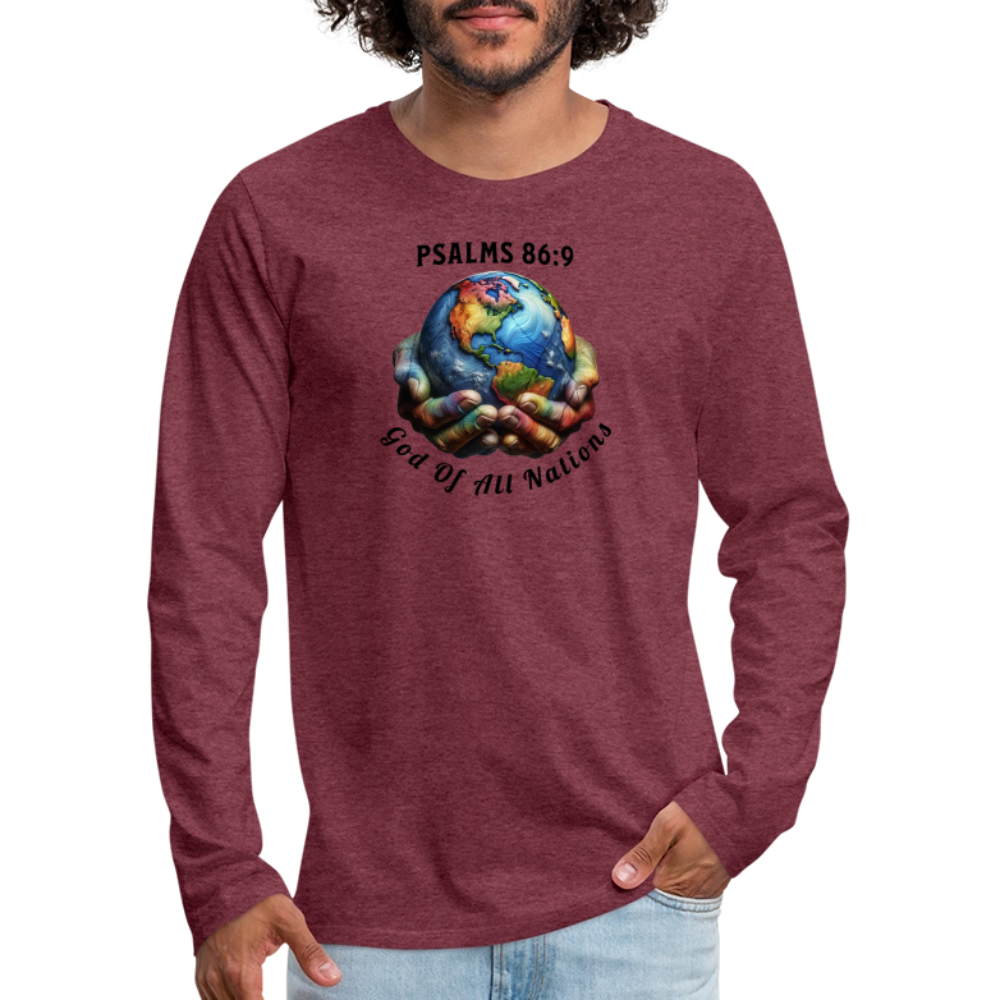 Men's Premium Long Sleeve T-Shirt - heather burgundy
