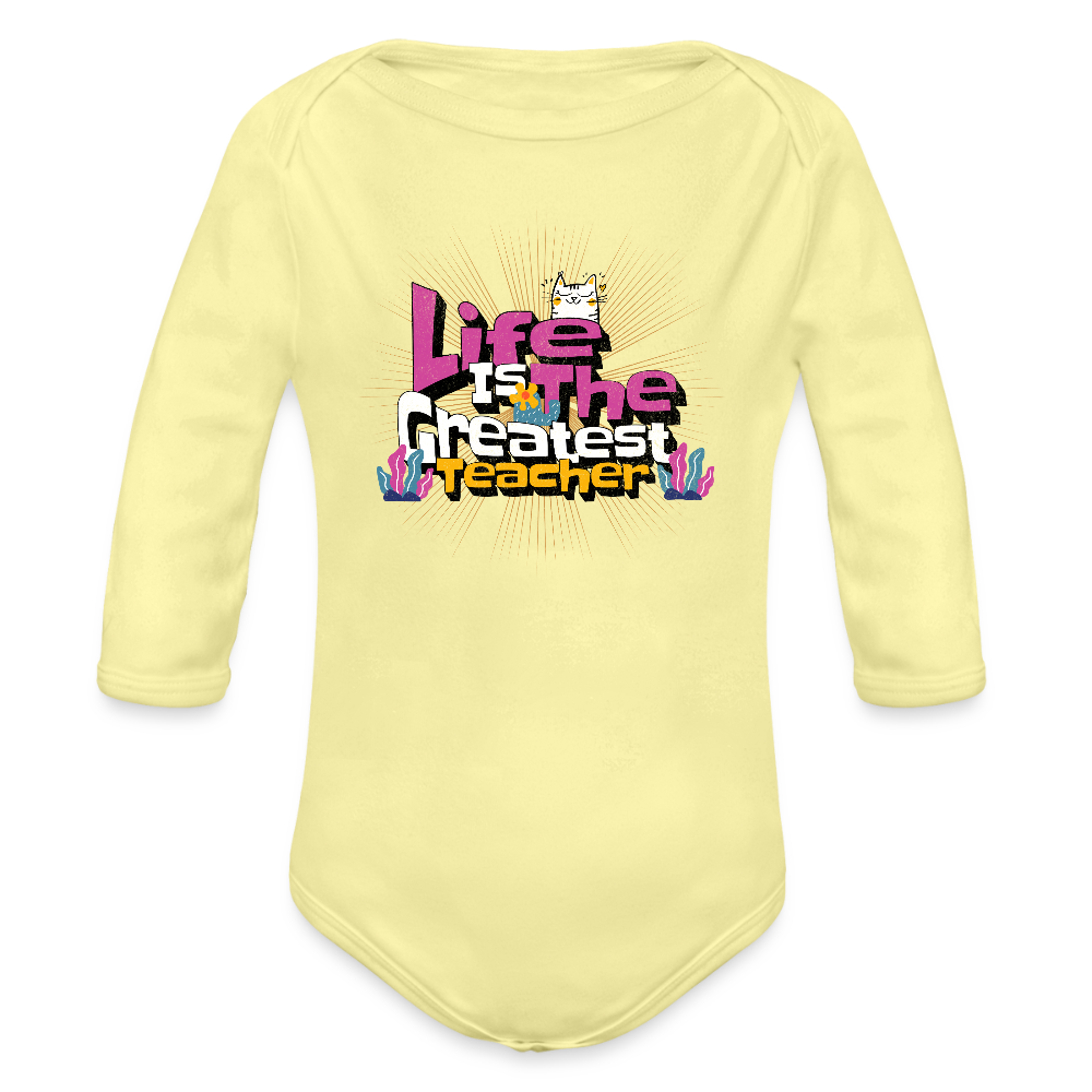 Organic Long Sleeve Baby Bodysuit - washed yellow