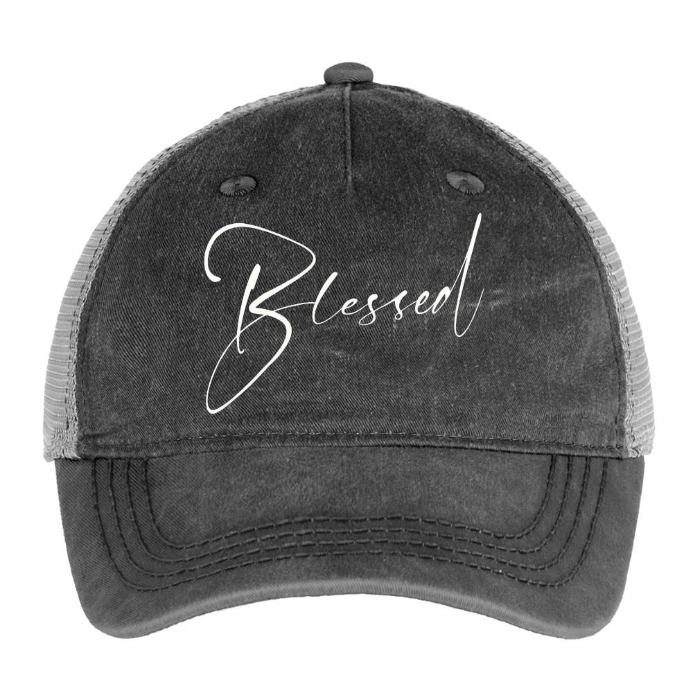 Pigment Dyed Trucker Hat - washed black / silver