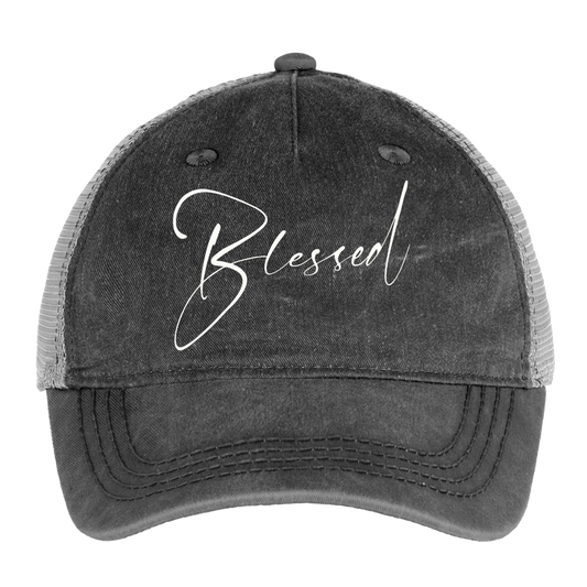 Pigment Dyed Trucker Hat - washed black / silver