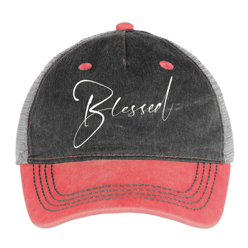 Pigment Dyed Trucker Hat - washed red / silver