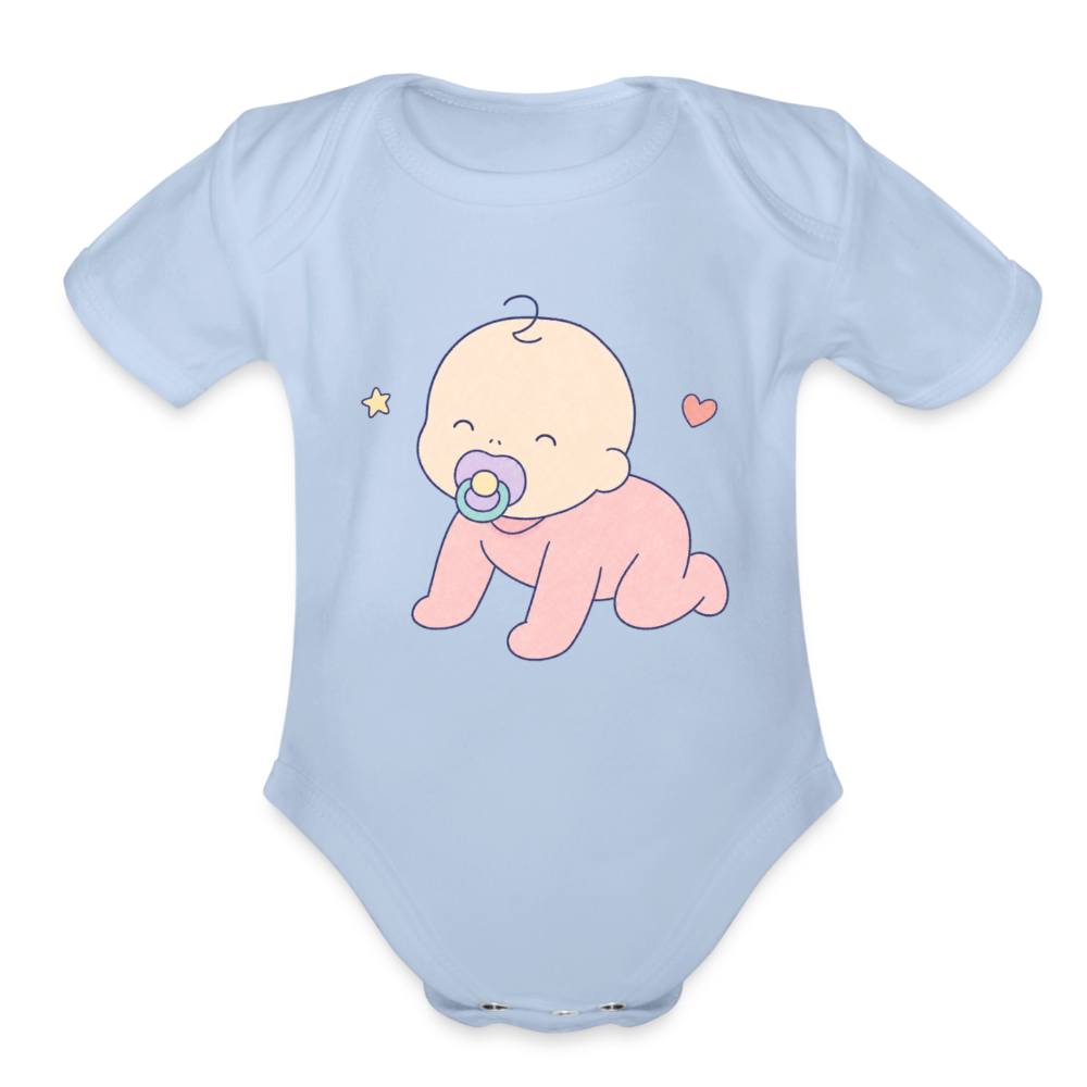 Organic Short Sleeve Baby Bodysuit - sky