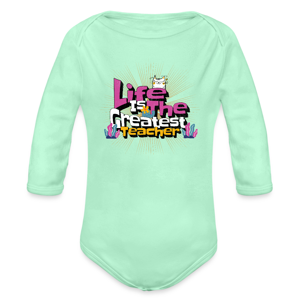 Organic Long Sleeve Baby Bodysuit - light mint